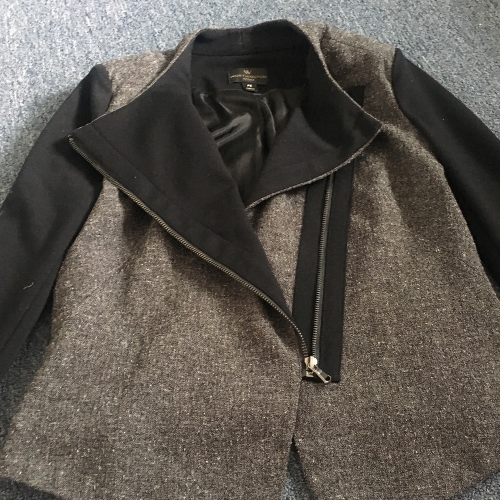 Classy zip up jacket, black w/grey pattern - Picture 3 of 4